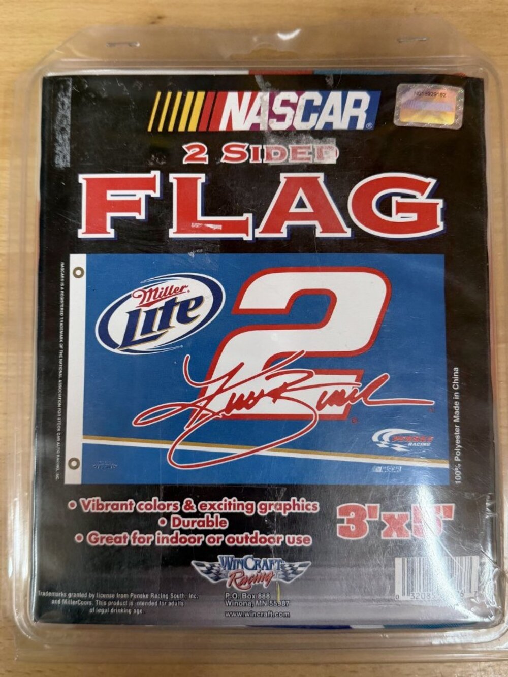 NASCAR Kurt Busch #2 Miller Lite 2 Sided Flag Win Craft Racing 3'x5' NEW